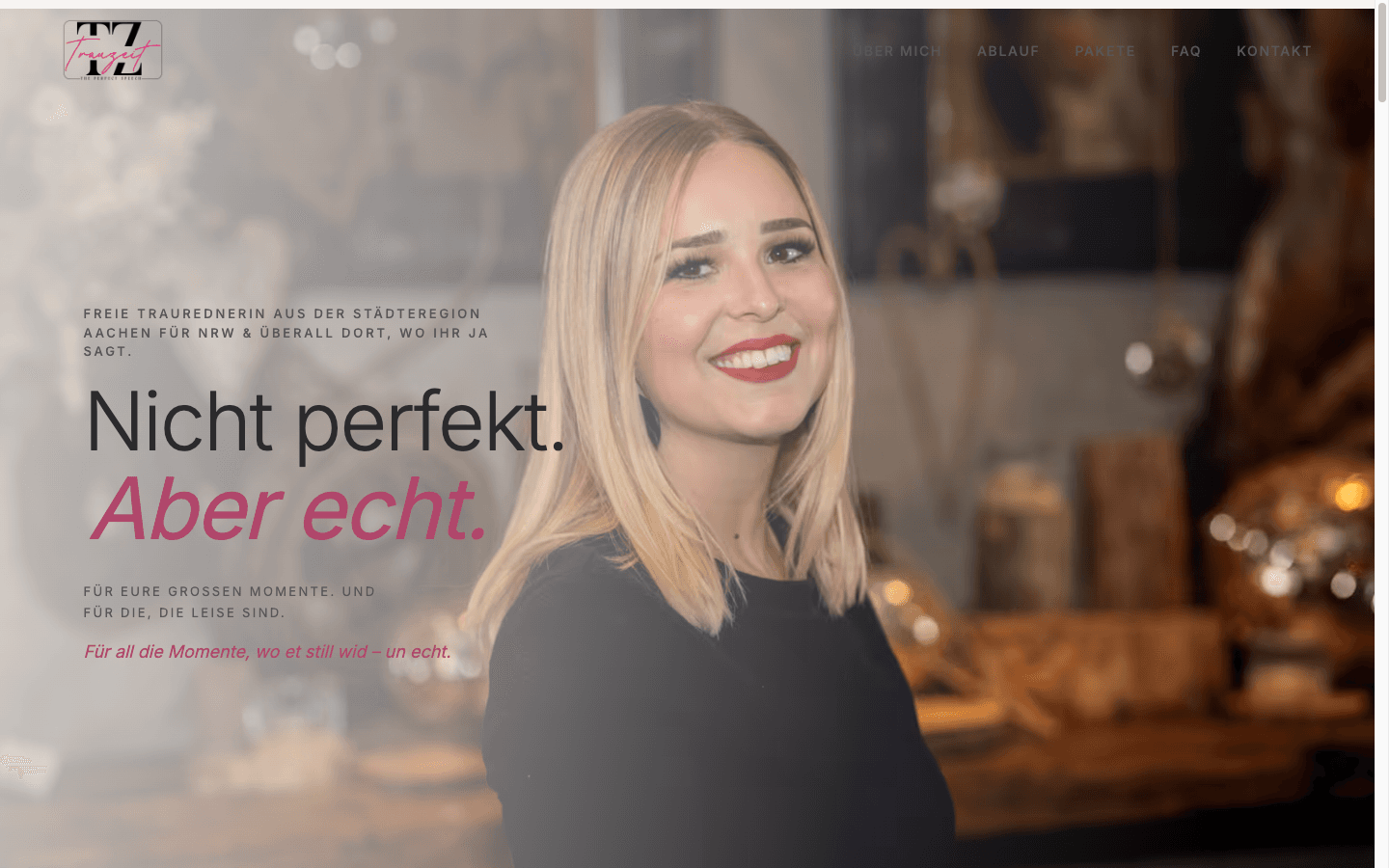 Website TrauZeit – Desktop-Ansicht